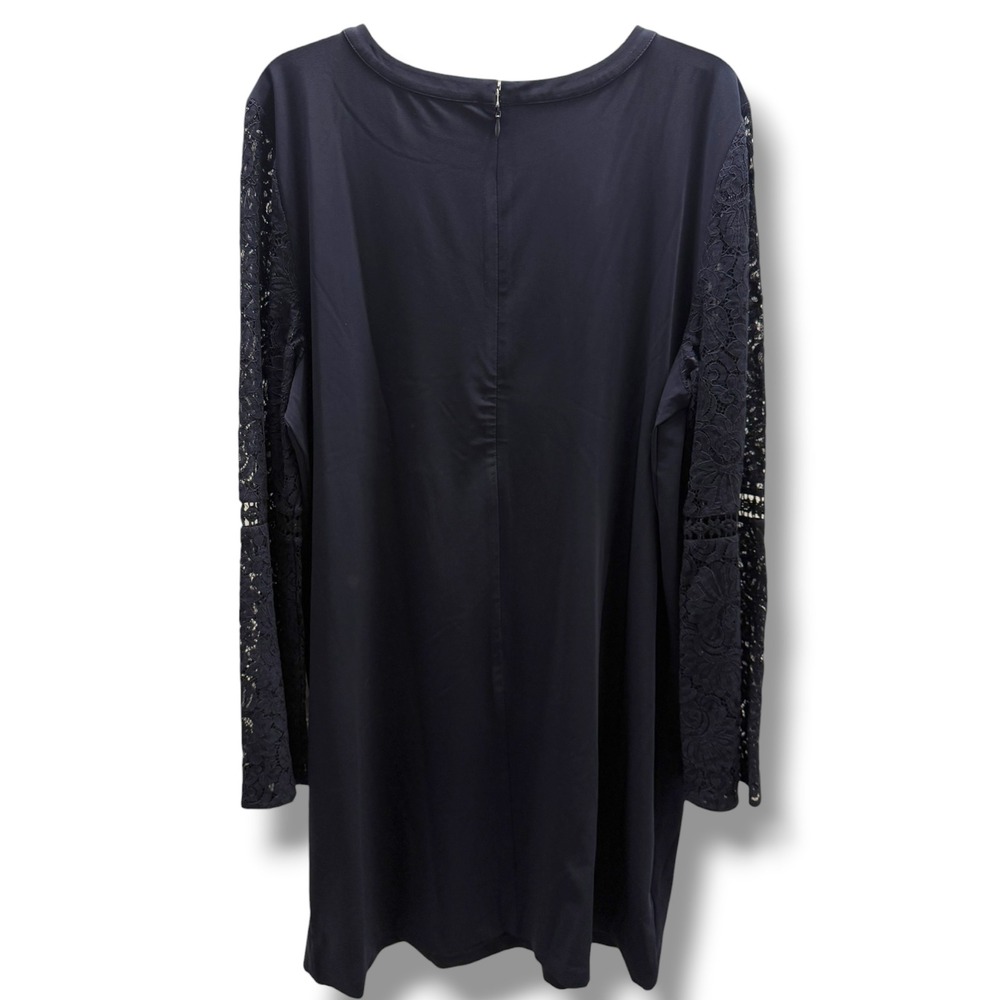 LOFT Navy Lace Sleeve Shift Dress Womens 18 NWT Long Bell Sleeve Cocktail Career - Picture 3 of 7